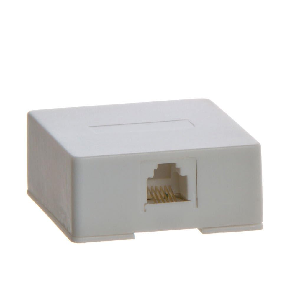 Cmple - 1 Port Phone Jack Wall Plate RJ12 Telephone Cord Surface Mount Box Female Landline Phone Keystone Jack for 3 Line House Phone, Answering Machine, Fax