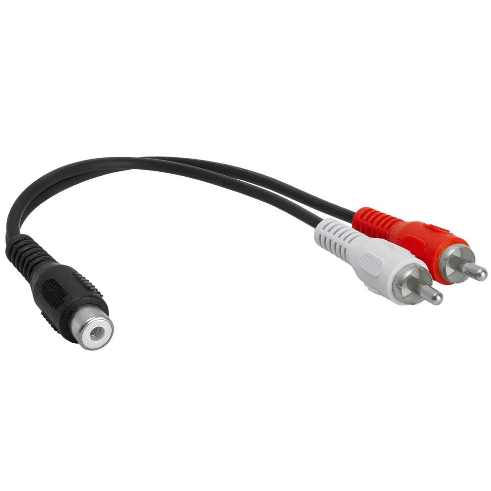 Cmple - 2 RCA Male to 1 RCA Female Stereo Audio Y-Cable, 2 RCA Plugs to 1 x RCA Jack Y-Adapter Subwoofer Cable, Gold Pla