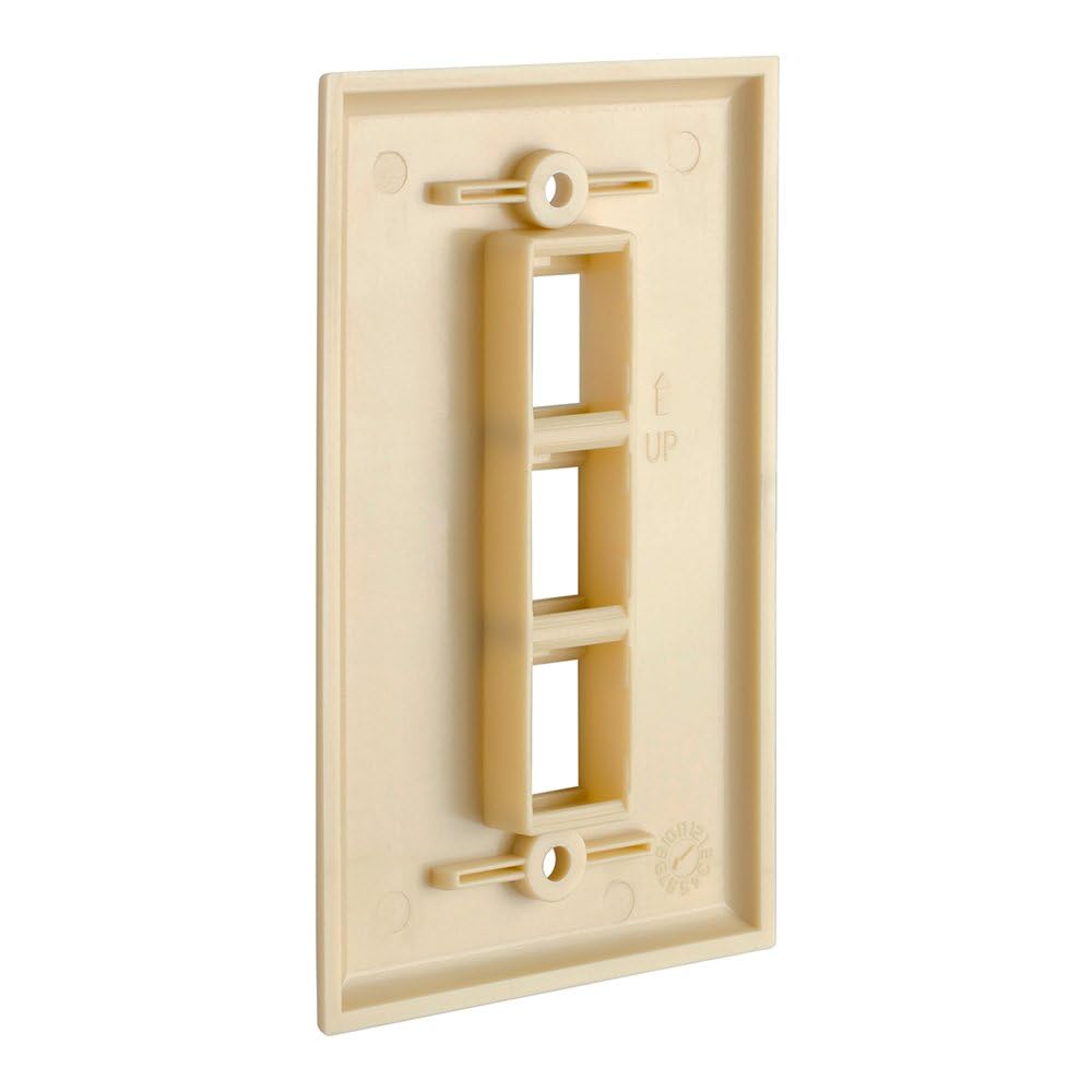 Cmple - 3 Port Keystone Wall Plate Single-Gang Wall Plate with Standard Size Keystone Jack Insert - White