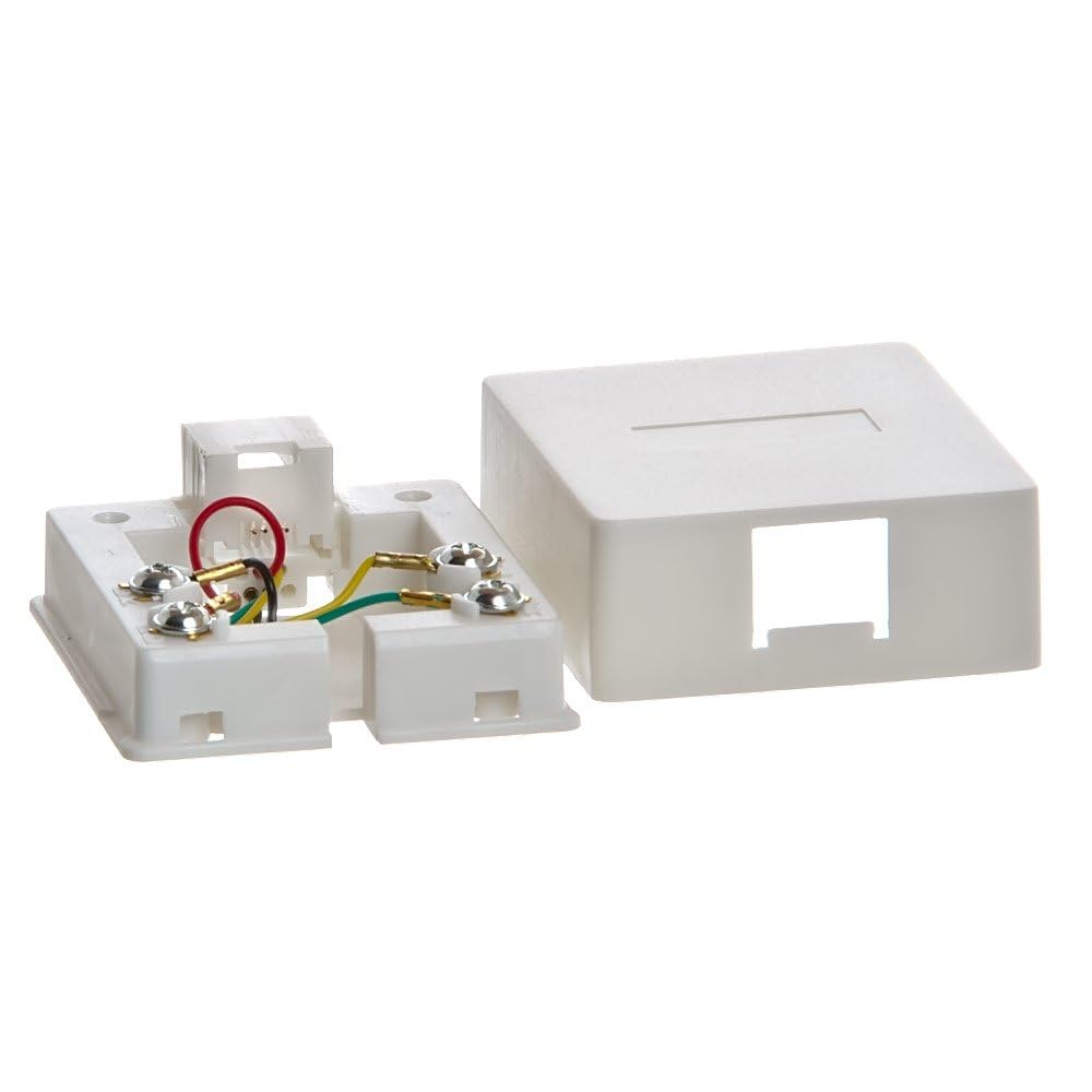 Cmple - 1 Port Phone Jack Wall Plate RJ12 Telephone Cord Surface Mount Box Female Landline Phone Keystone Jack for 3 Line House Phone, Answering Machine, Fax