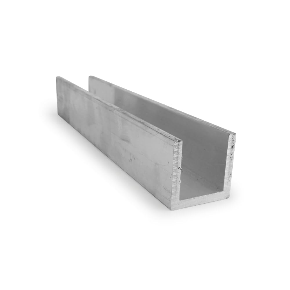 6063 Aluminum Channel, Unpolished (Mill) Finish, AMS-QQ-A 200/9, ASTM B221, 2" Base Width, 2" Legs, 0.125" Thickness, 72" Length, OnlineMetals