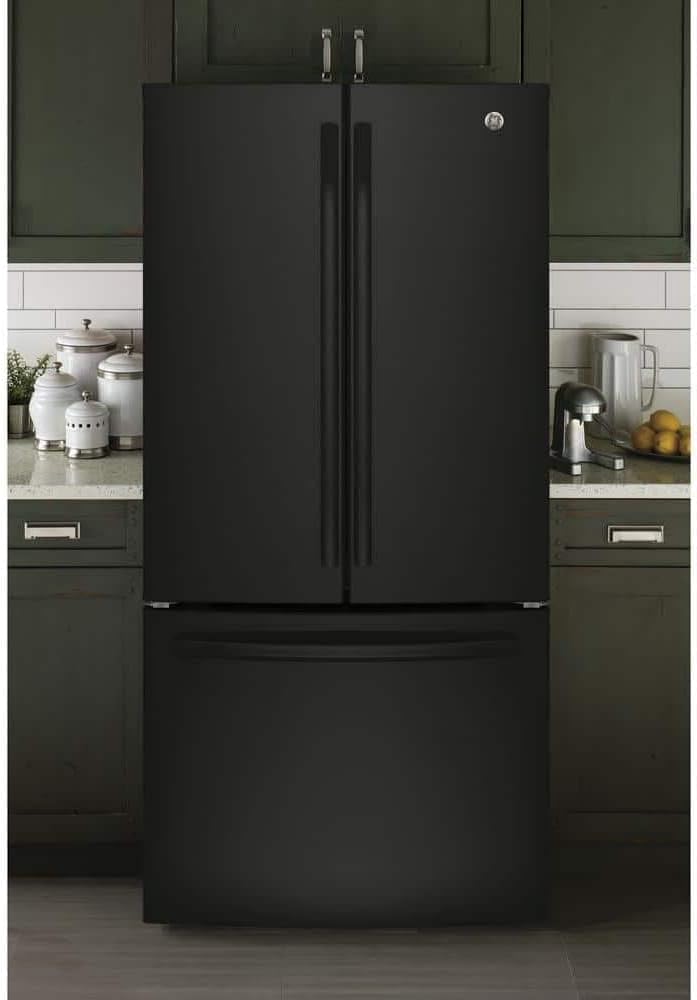 GE 24.7 Cu. Ft. French Door Refrigerator with Internal Water Dispenser – Black (Model GNE25JGKBB)