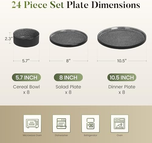 Kitchen Academy 30Pcs Bakeware & Cookware Set + 24Pcs Stoneware Dinnerware Set for 8