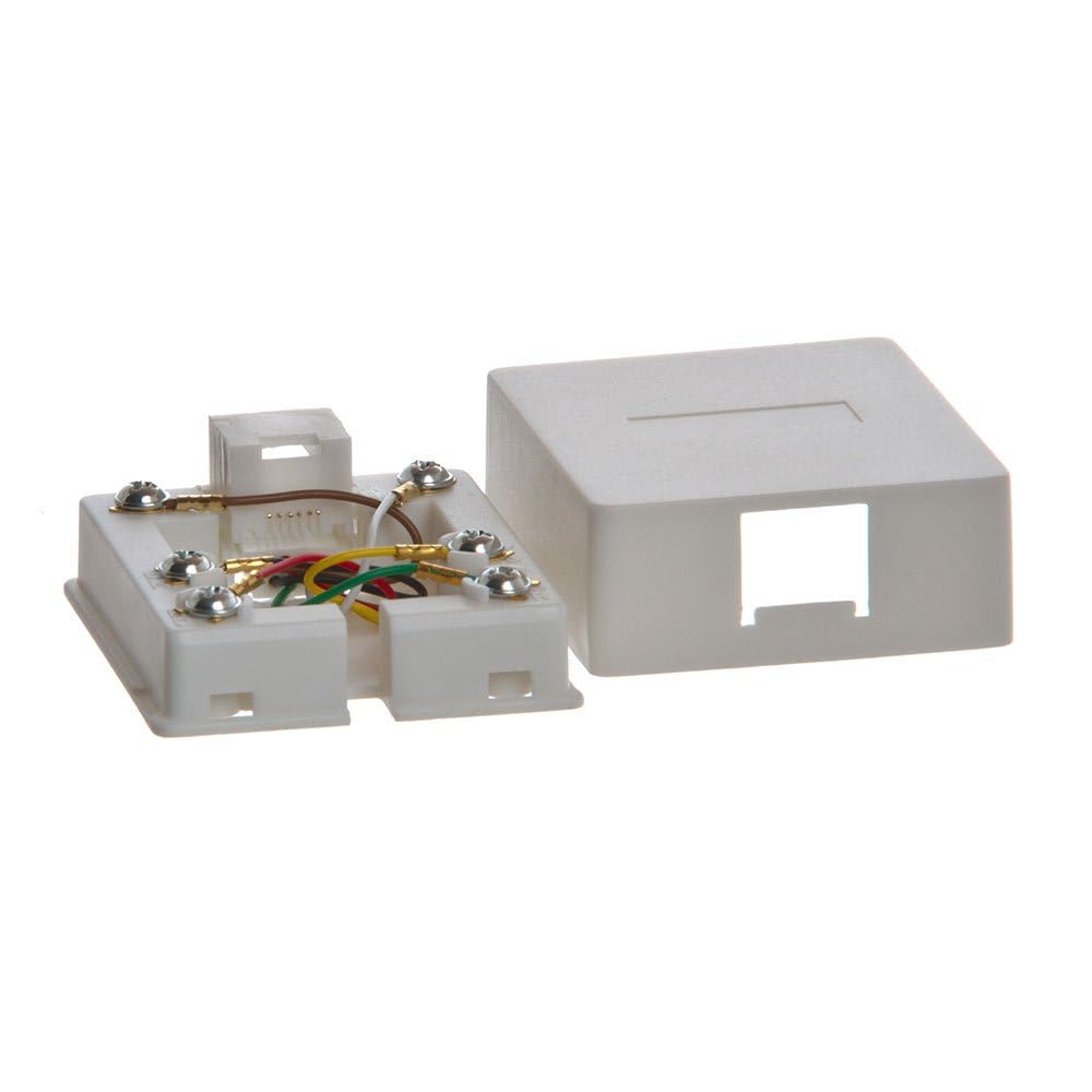Cmple - 1 Port Phone Jack Wall Plate RJ12 Telephone Cord Surface Mount Box Female Landline Phone Keystone Jack for 3 Line House Phone, Answering Machine, Fax