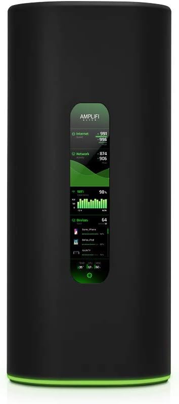 AmpliFi Alien WiFi 6 WiFi System, Seamless Whole Home Wireless Internet Coverage, WiFi Router with Touchscreen Display, 4 Gigabit Ethernet Ports, Ethernet Cable, and MeshPoint