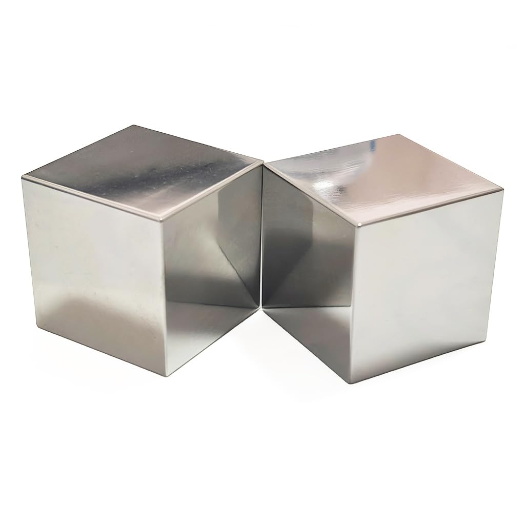 Scientific Metal Sample Block, Mirror Polished, No Engraving, R0.5 Chamfered Edges, Multiple Sizes & Alloys (GR1 (99.7 Titanium), 1.5inch Cube)