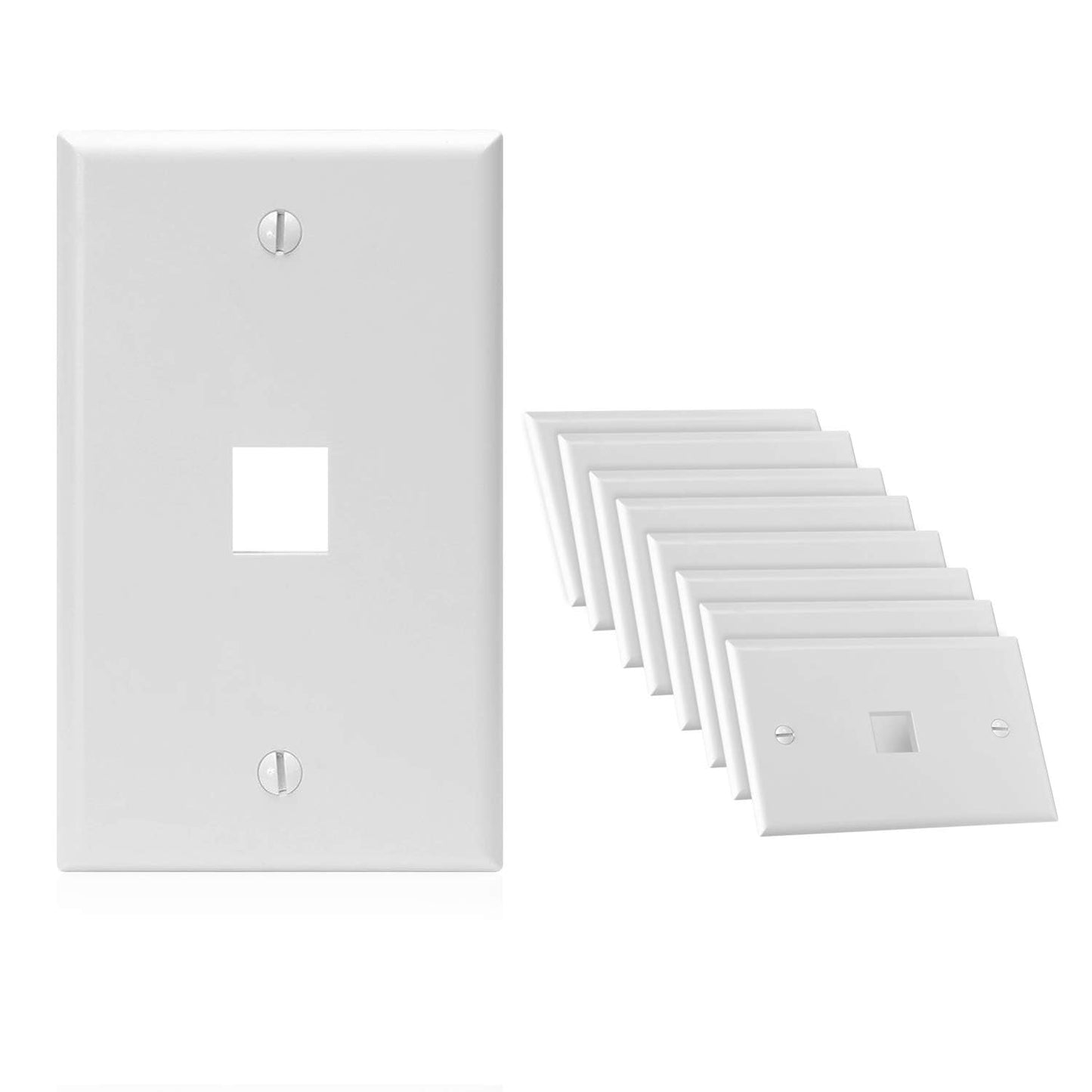 Cmple - 3 Port Keystone Wall Plate Single-Gang Wall Plate with Standard Size Keystone Jack Insert - White