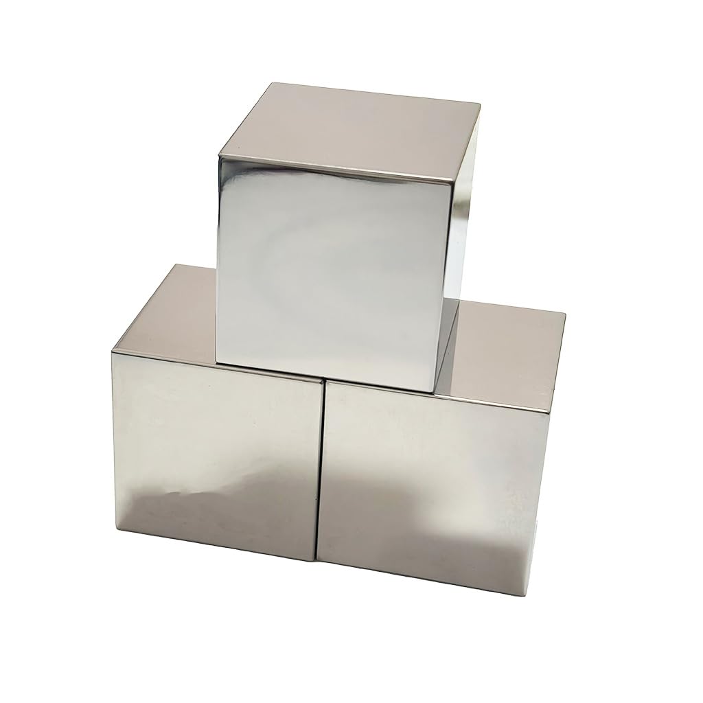 Scientific Metal Sample Block, Mirror Polished, No Engraving, R0.5 Chamfered Edges, Multiple Sizes & Alloys (GR1 (99.7 Titanium), 1.5inch Cube)