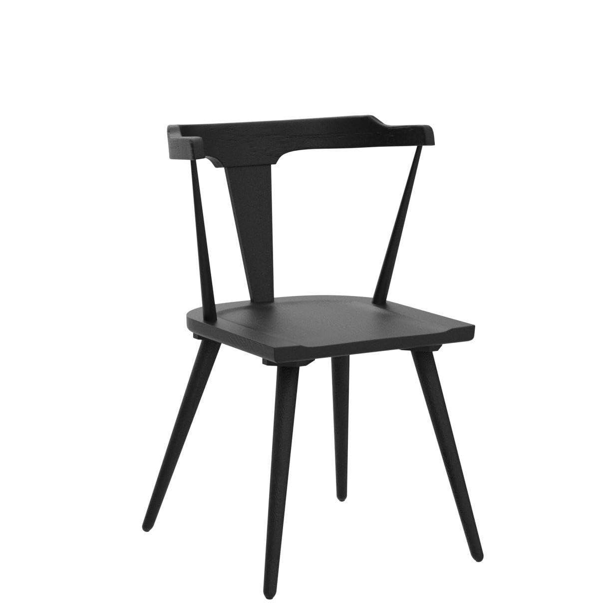 POLY & BARK Mid Century Modern Enzo Black Dining Chair – Solid Oak Wood Splat Back Chair, 18" Seat Height, 32" Tall – Stylish MCM Kitchen & Dining Room Chair