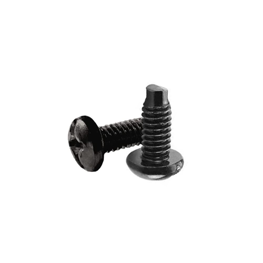 Cmple - Mounting Screws 10-32 x 0.5 inches, Pan Head Phillips Screw, Pilot Point Screws for Rack Mount Server Shelves, Black Oxide Finish - Bag of 25