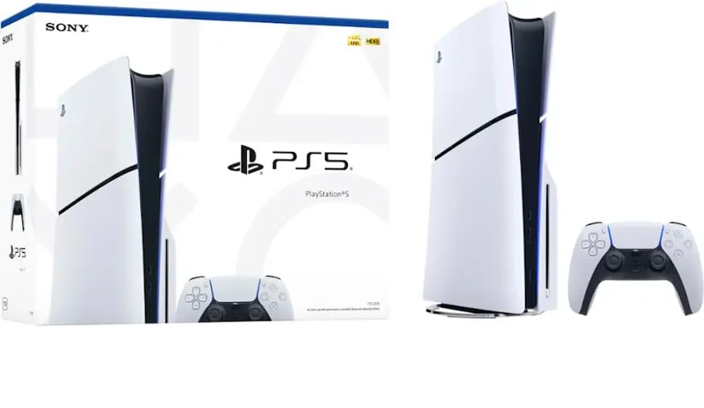 Sony Playstation 5 Slim Disc 1TB Console Bundle with White & Gray Camo Controllers and DualSense Charging Station, 4K-TV Gaming - SNY-BD-PS5SLIM (Renewed)