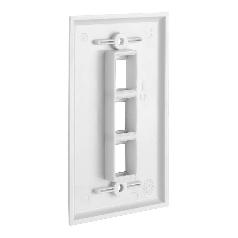 Cmple - 3 Port Keystone Wall Plate Single-Gang Wall Plate with Standard Size Keystone Jack Insert - White