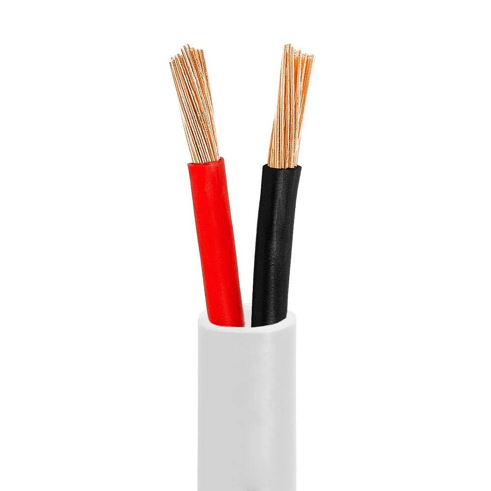 Cmple - 50FT 12AWG Speaker Wire Cable with 2 Conductor Speaker Cable (CCA) Copper Clad Aluminum CL2 Rated In-Wall Speaker Wire for Home Theater & Car Audio - 50 Feet, White