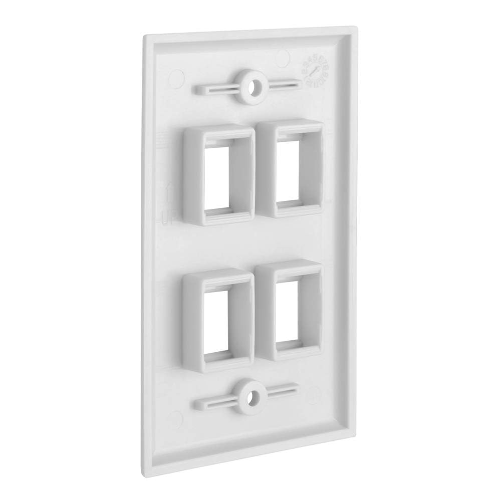 Cmple - 3 Port Keystone Wall Plate Single-Gang Wall Plate with Standard Size Keystone Jack Insert - White