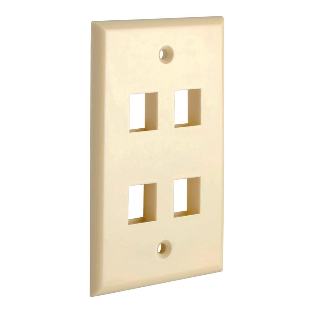 Cmple - 3 Port Keystone Wall Plate Single-Gang Wall Plate with Standard Size Keystone Jack Insert - White