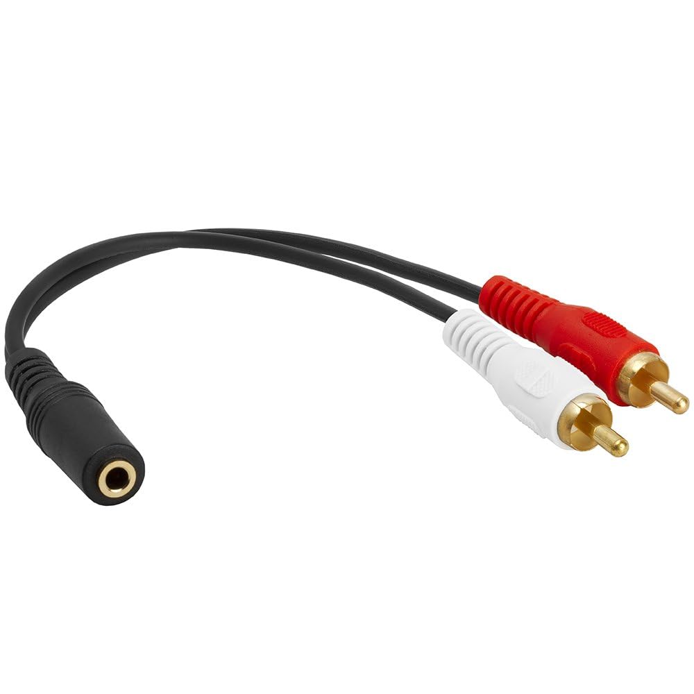 Cmple - 2 RCA Male to 1 RCA Female Stereo Audio Y-Cable, 2 RCA Plugs to 1 x RCA Jack Y-Adapter Subwoofer Cable, Gold Pla