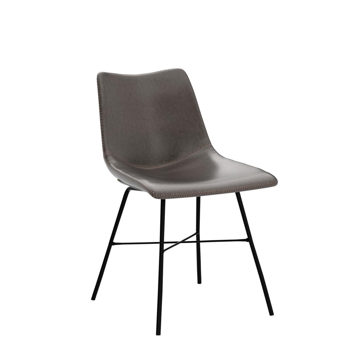 POLY & BARK Paxton Leather Counter Stools 24 Inches – Set of 2 - Counter Height Bar Stools with Back – Modern Barstools for Kitchen Island or Counters – Faux Leather & Matte Black Steel Base – Tan