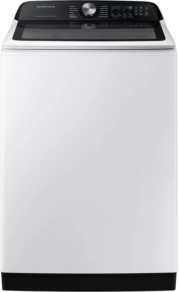 Samsung WA52DG5530K1 White Top Load High Efficiency Smart 5.2 Cu Ft Washer and 7.4 Cu Ft Electric Dryer Laundry Pair w