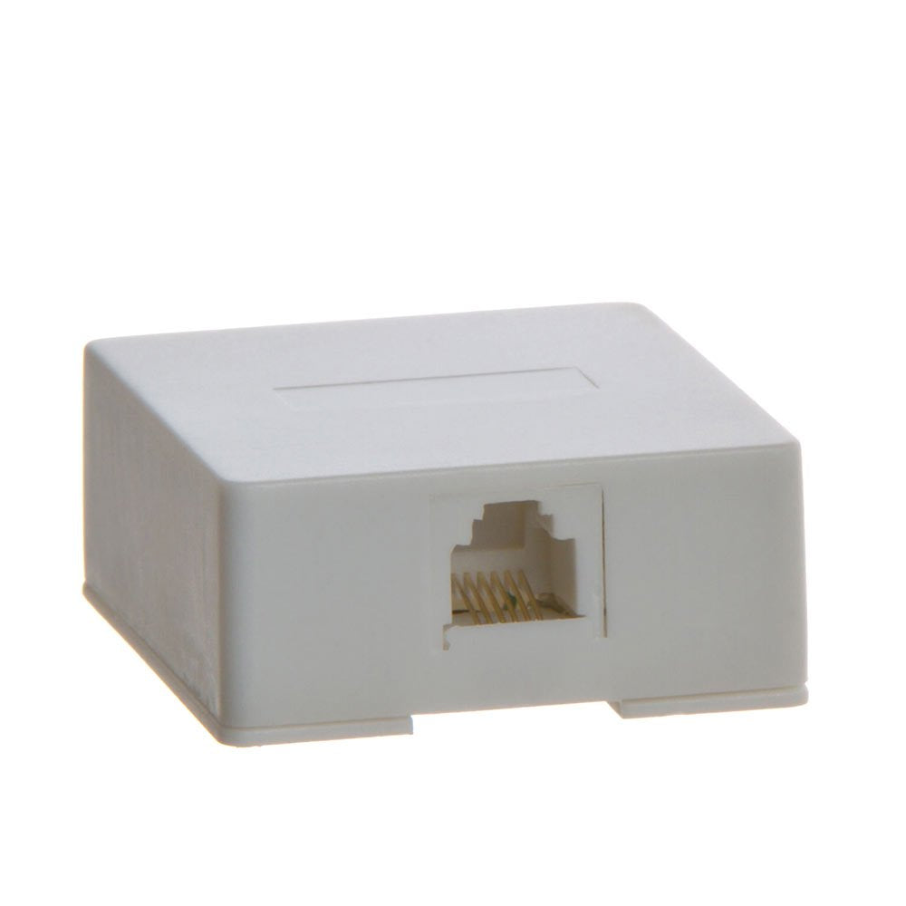 Cmple - 1 Port Phone Jack Wall Plate RJ12 Telephone Cord Surface Mount Box Female Landline Phone Keystone Jack for 3 Line House Phone, Answering Machine, Fax