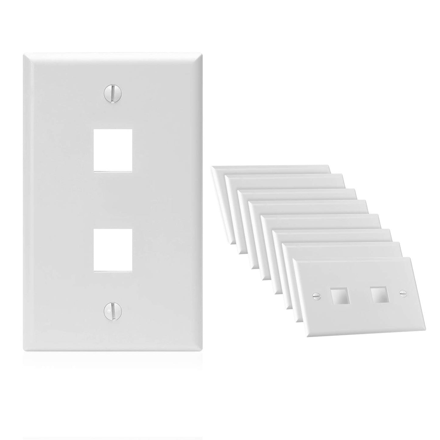 Cmple - 3 Port Keystone Wall Plate Single-Gang Wall Plate with Standard Size Keystone Jack Insert - White