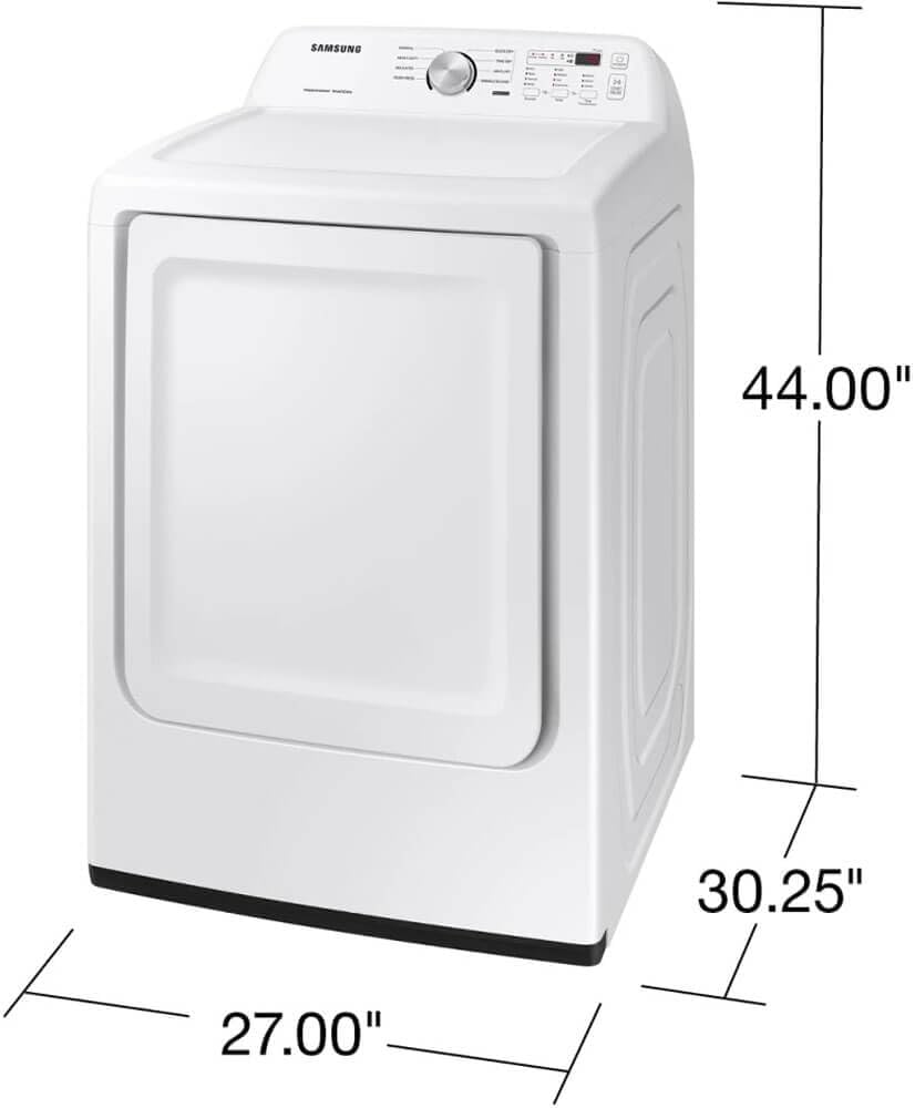 Samsung 7.2 cu. ft. Capacity Top Load Electric Dryer with Sensor Dry, White, DVE45T3200W/A3