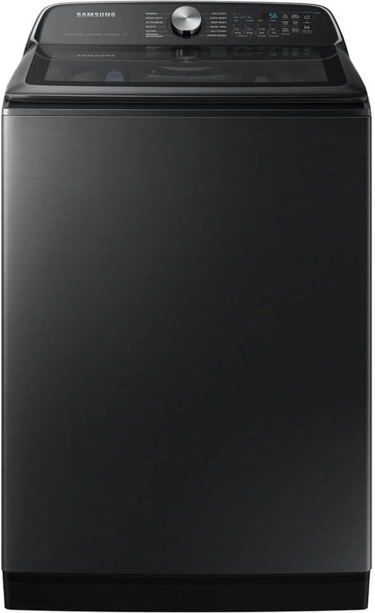 Samsung 5.5 cu. ft. Extra-Large Capacity Smart Top Load Washer with Super Speed Wash, Brushed Black, WA55CG7100AVUS