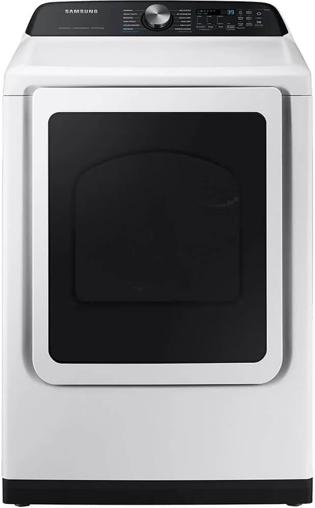Samsung WA52DG5530K1 White Top Load High Efficiency Smart 5.2 Cu Ft Washer and 7.4 Cu Ft Electric Dryer Laundry Pair w