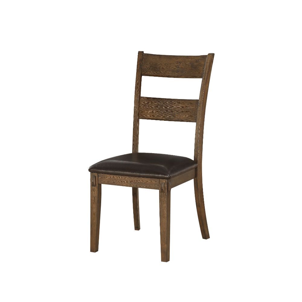 Nabirye - Side Chair (Set of 2) - Esspresso Synthetic Leather & Dark Oak