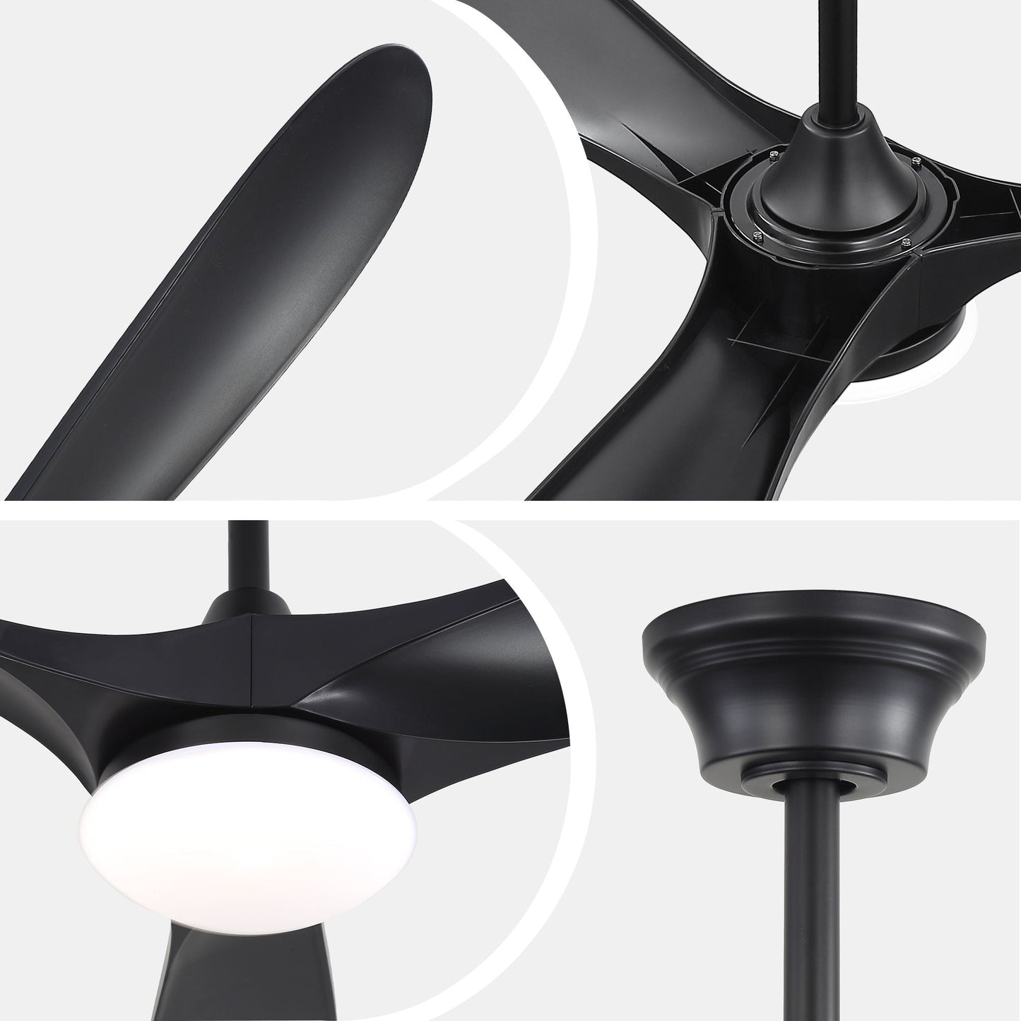Smart Ceiling Fan With Lights, 3 Blades, Reversible Quiet DC Motor For Indoor
