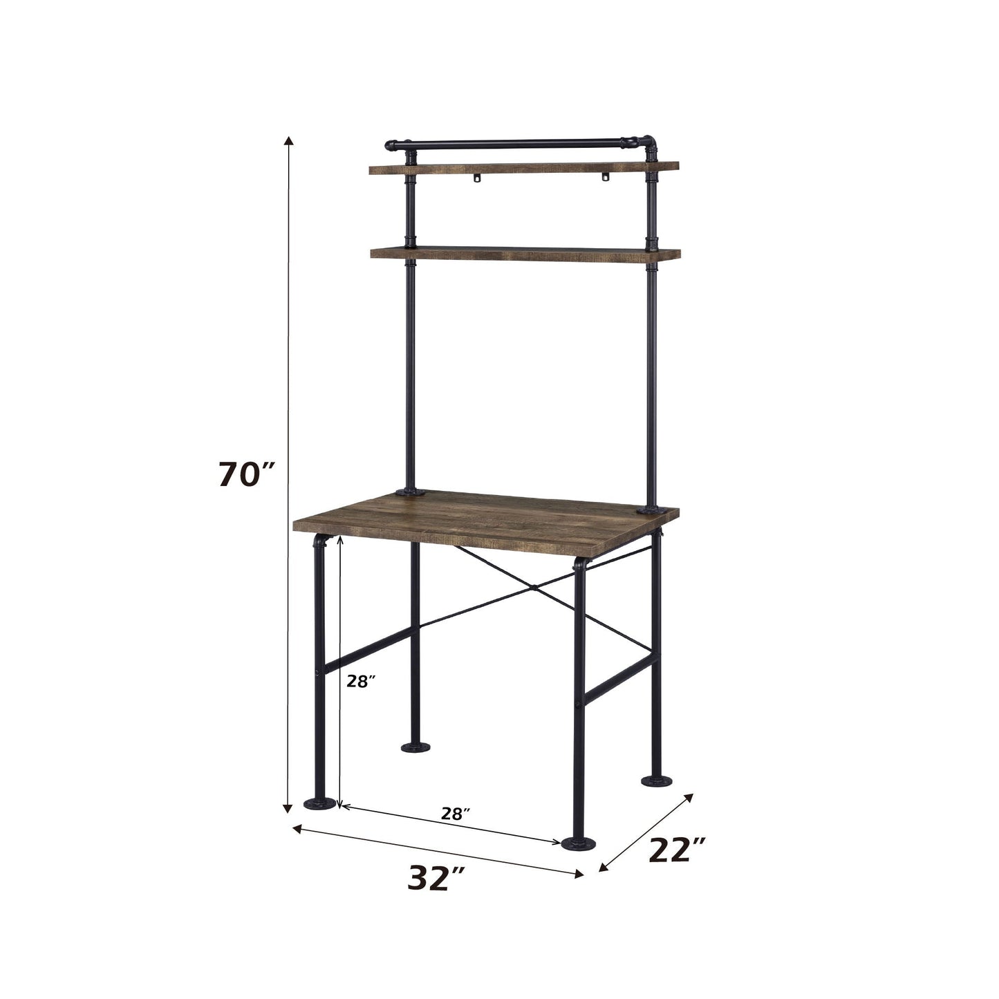 Ensata - Rustic Writing Desk - Black / Oak