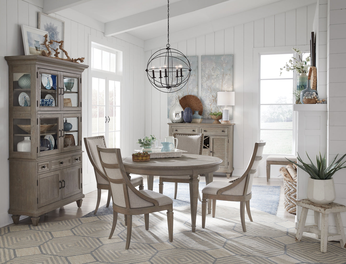 Lancaster - Bench With Upholstered Seat - Dovetail Gray