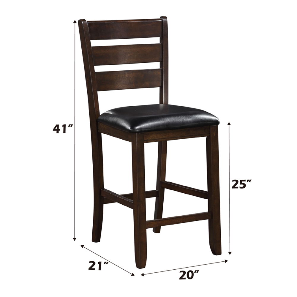 Urbana - Counter Height Chair (Set of 2) - Black Synthetic Leather & Espresso