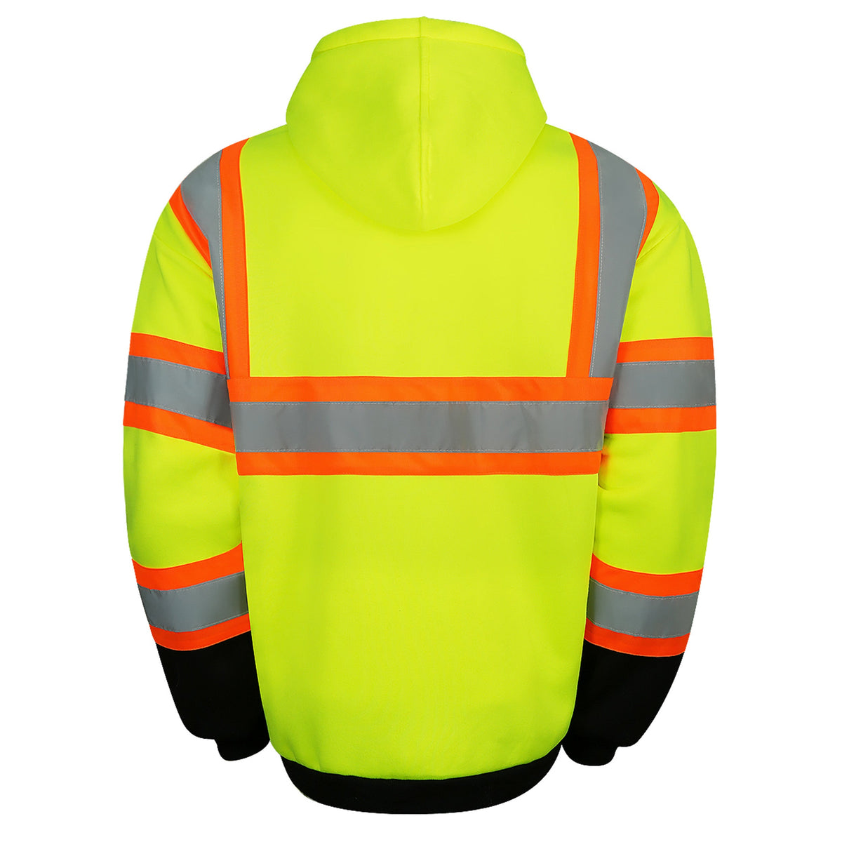Hi-Vis Class 3 Color Block Zip-Up Hoodie with Reflective Stripes