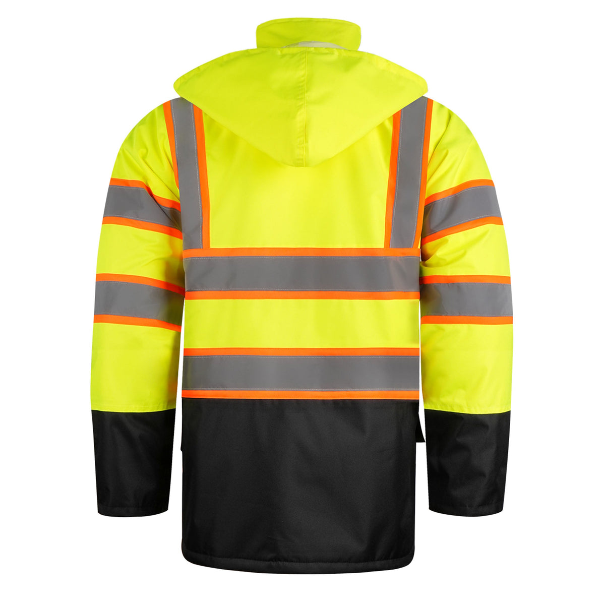 Hi-Vis Class 3 2-Tone Reflective Parka Jacket with Hood and Front Pockets