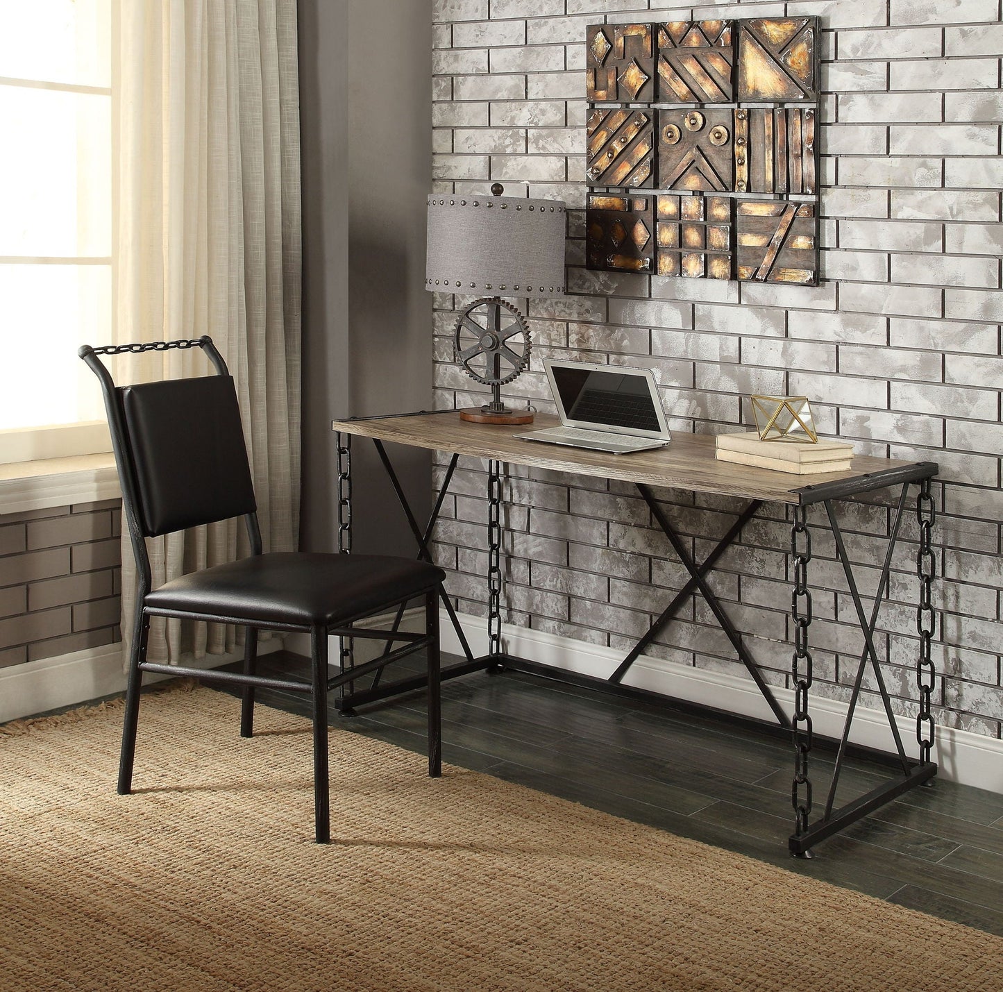 Jodie - Console Table (Same 92248) - Rustic Oak & Antique Black