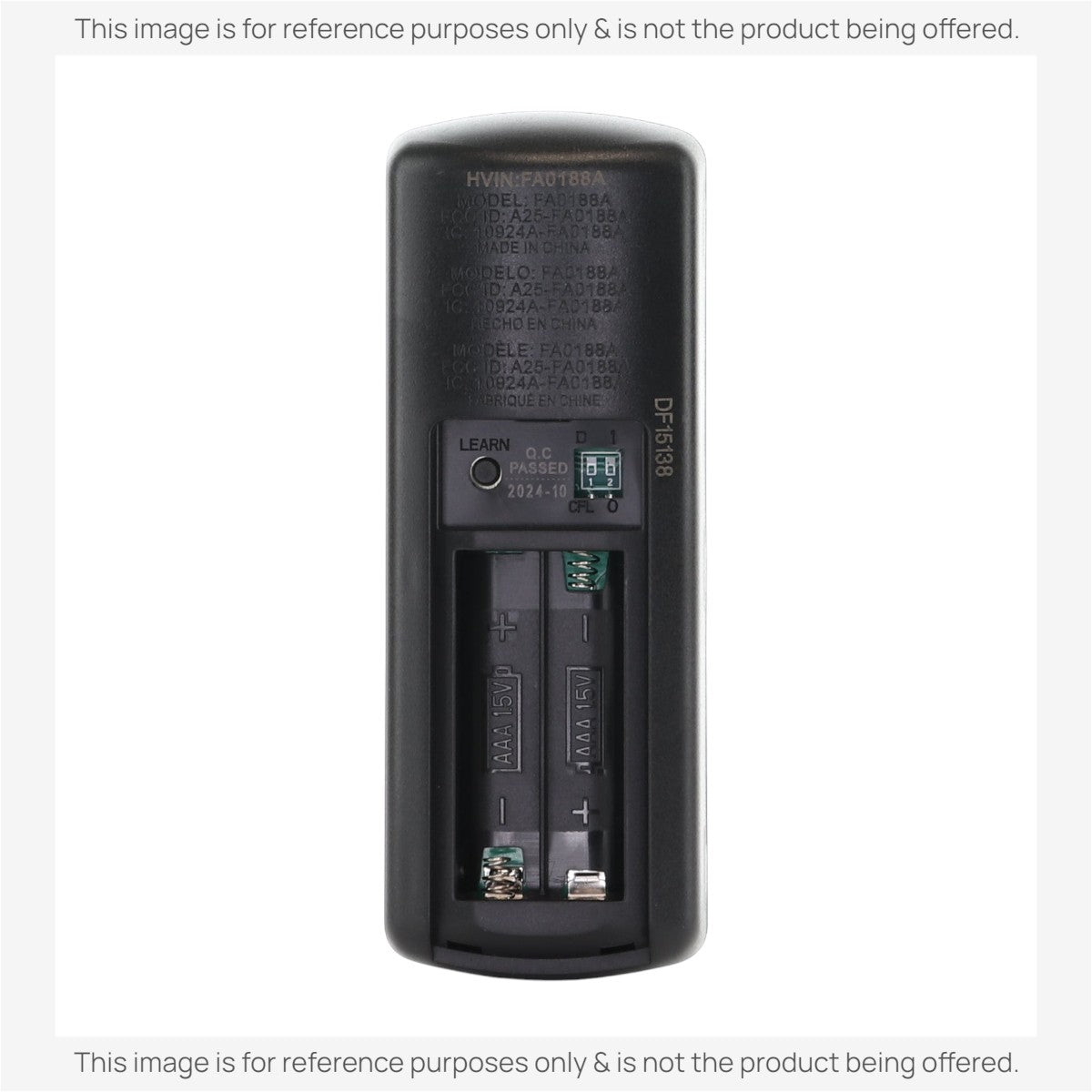 Substitute for Harbor Breeze FA0188A Ceiling Fan Remote Control for Boltz III, Mac III, Reverdy, and Crestwell Fans – A25-FA0188A [RRFA0308]
