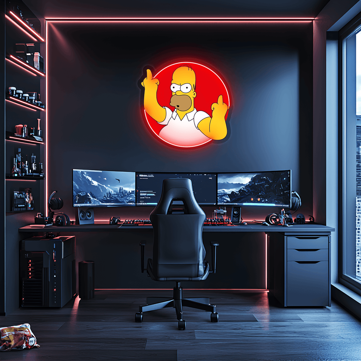 Homer Simpson Pop Culture Neon Sign - Hand Crafted UV Print Art