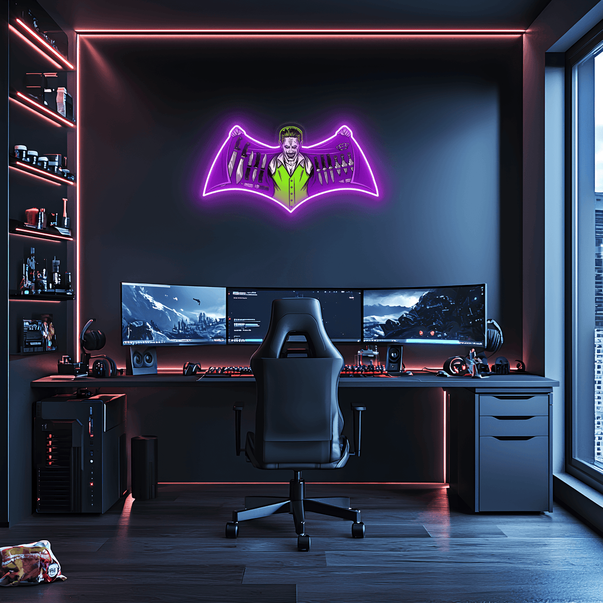 Joker Hand Crafted Custom UV Print LED Neon Sign Perfect For Game Rooms Wall Decor