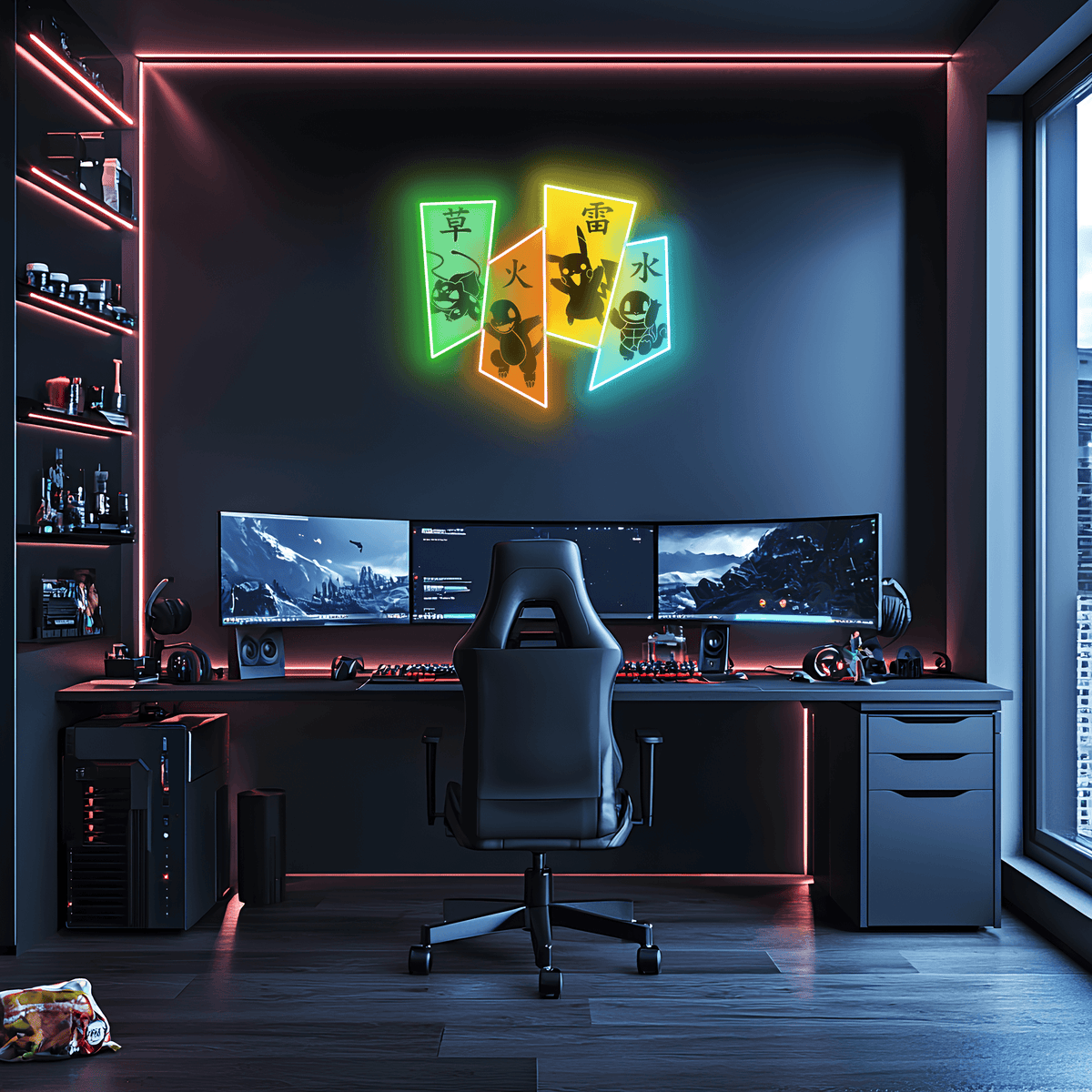 Neon Wall Sign Pokemon Pikachu - UV Print Anime LED Lighting