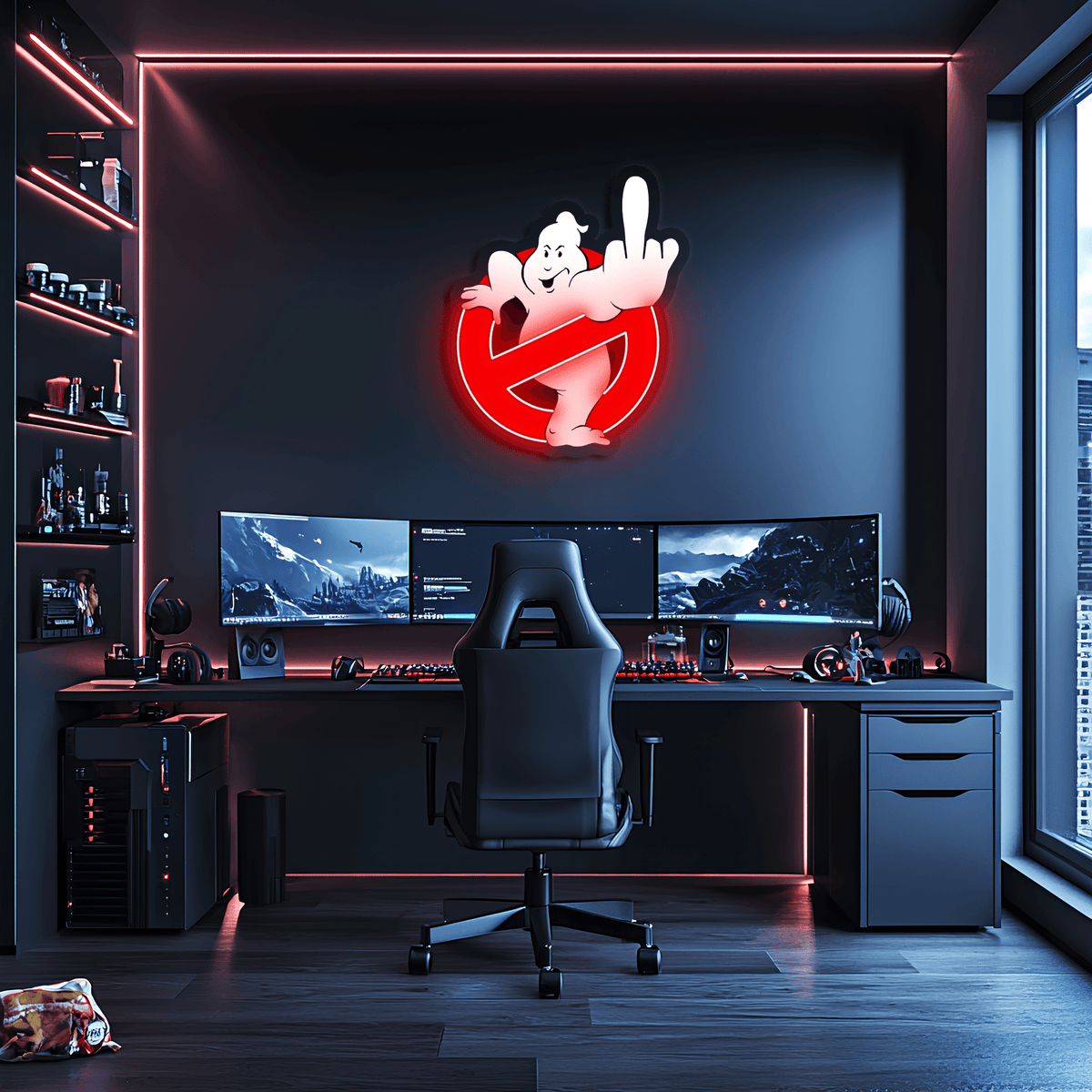 Neon Wall Art Sign Ghostbusters - Handcrafted LED UV Print Clear Acrylic Light