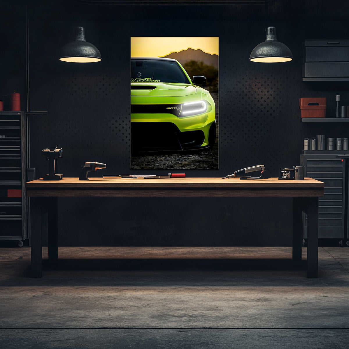 Neon LED Car Wall Art Sign - UV Printed Acrylic Garage Decor