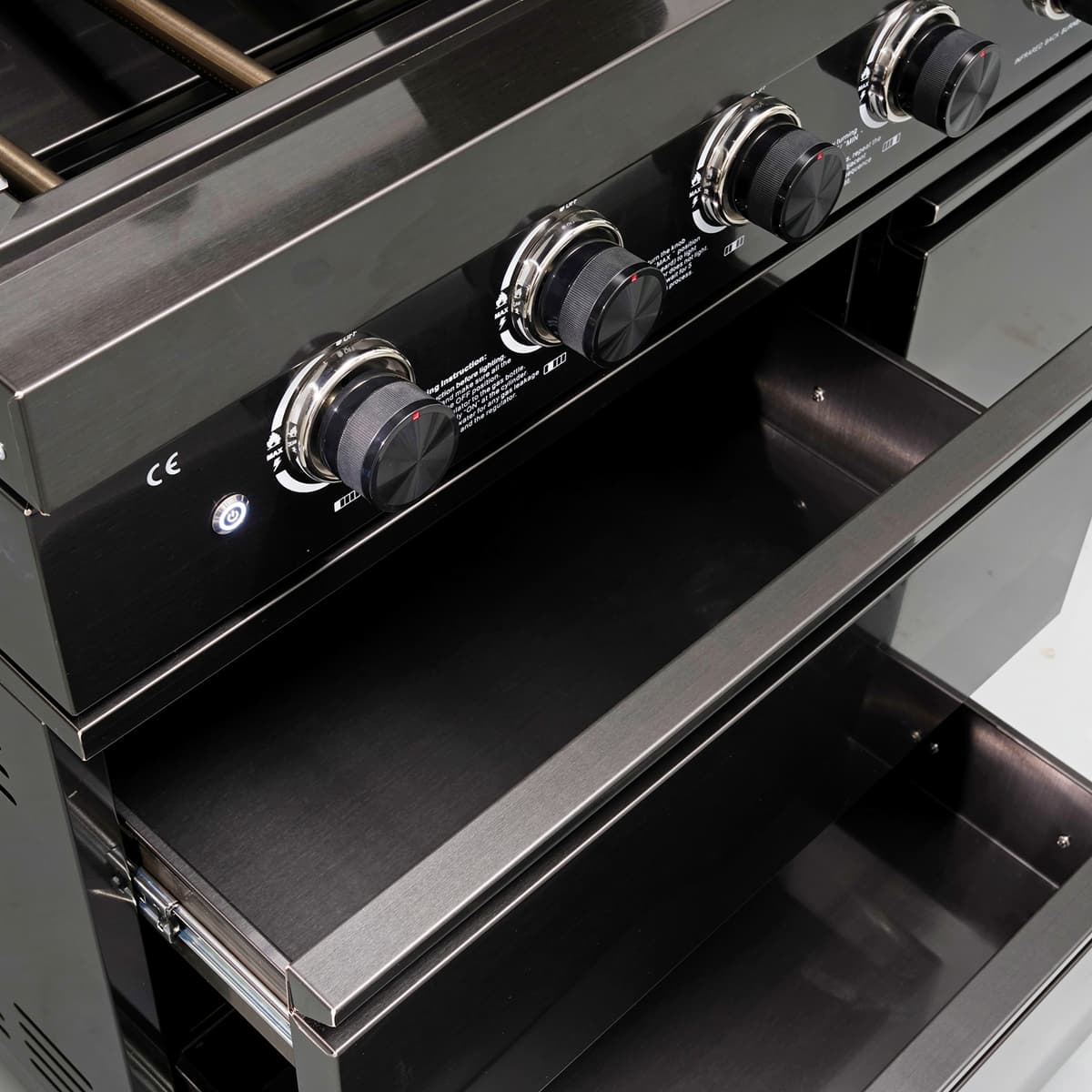 65" 4-Burner 72,000 BTU Black Outdoor Kitchen Island Grill + Round Side Burner