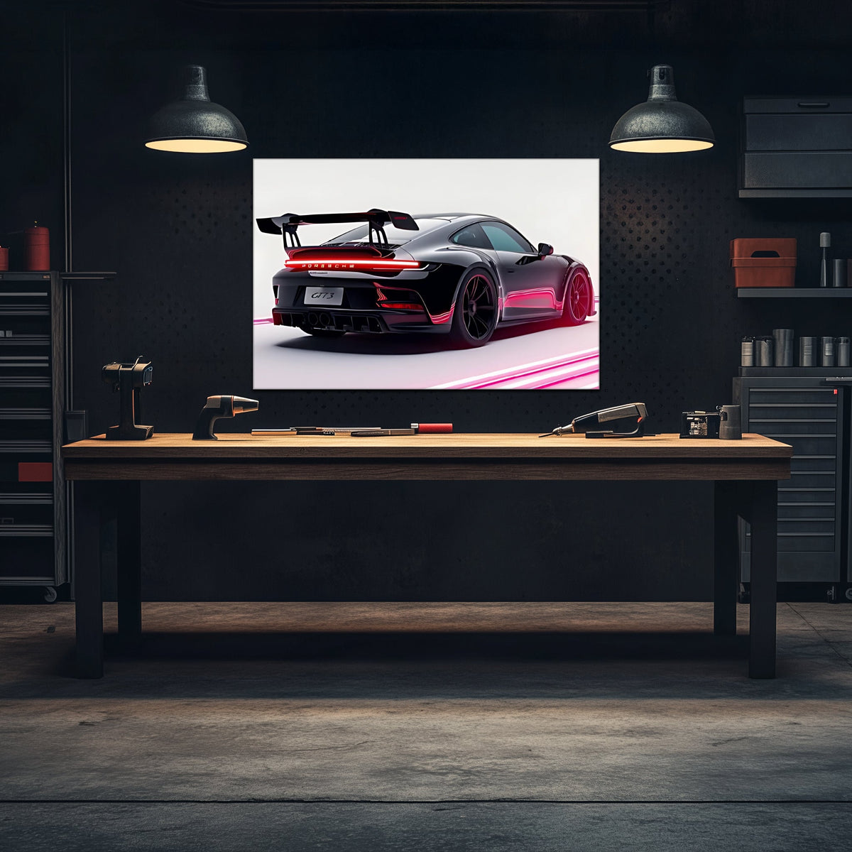 Neon LED Car Wall Art Decor Sign - Illuminated Sports Car Design