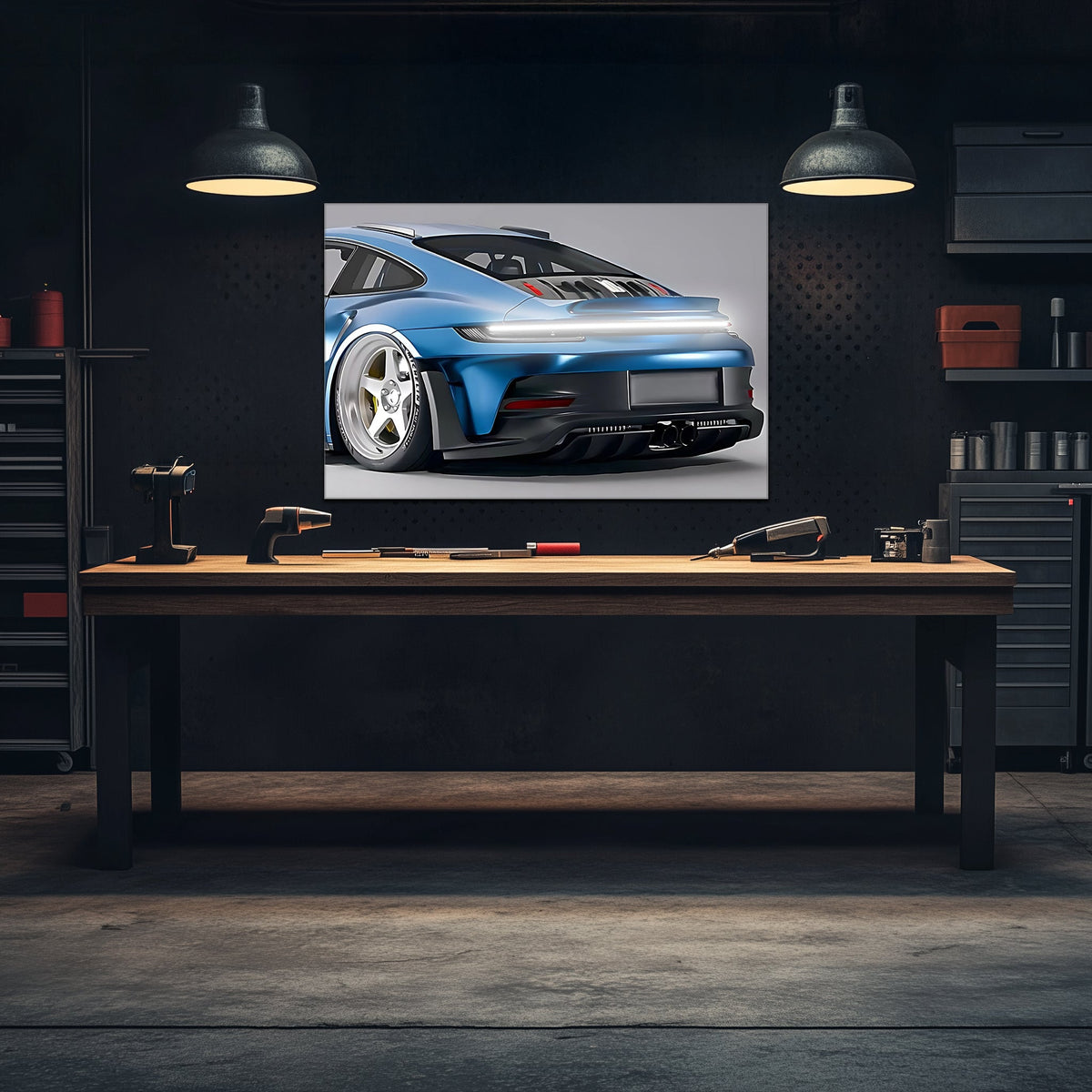 Neon LED Car Wall Art - Modern UV Printed Acrylic Garage Sign