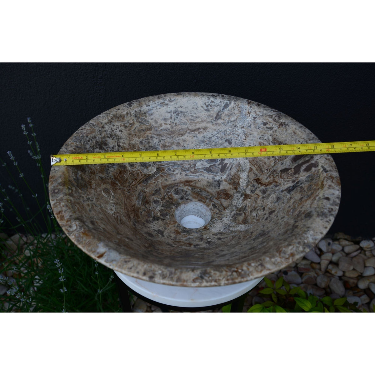 Valencia Travertine Conical Stone Vessel Sink Handmade Carved