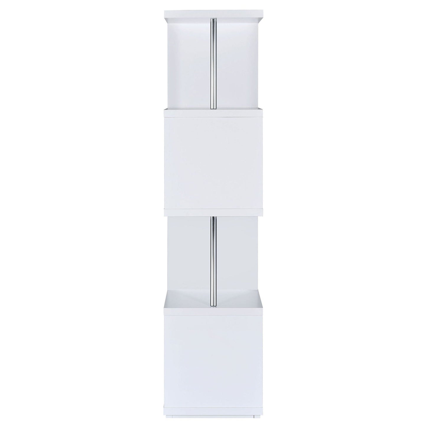 Baxter 67-inch 4-shelf Bookshelf White and Chrome