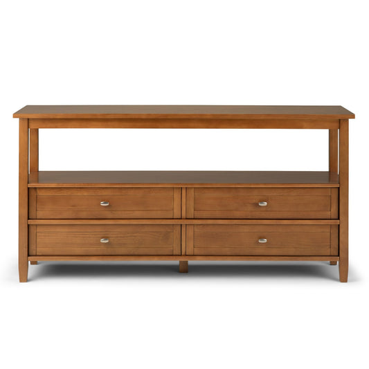 Warm Shaker - Wide Console Sofa Table - Light Golden Brown