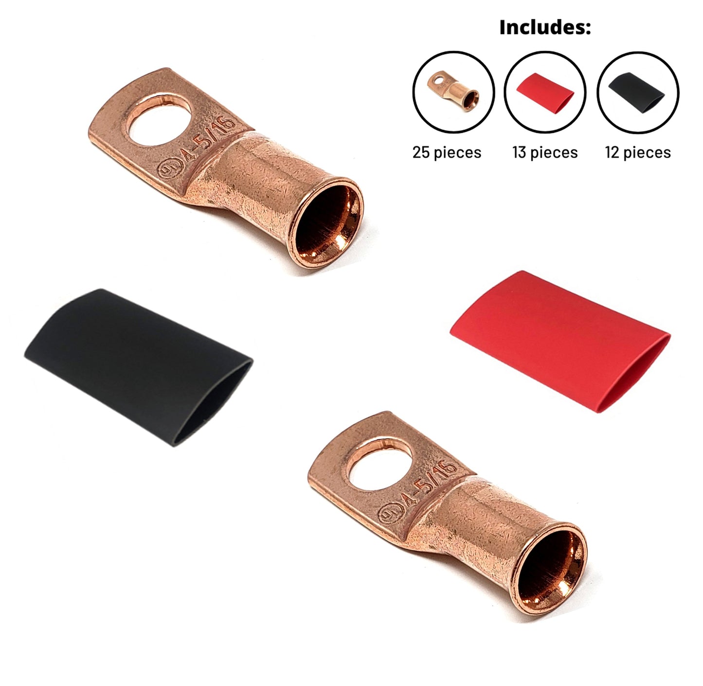 4 Gauge Cable Lugs with Heat Shrink Tubing Kit