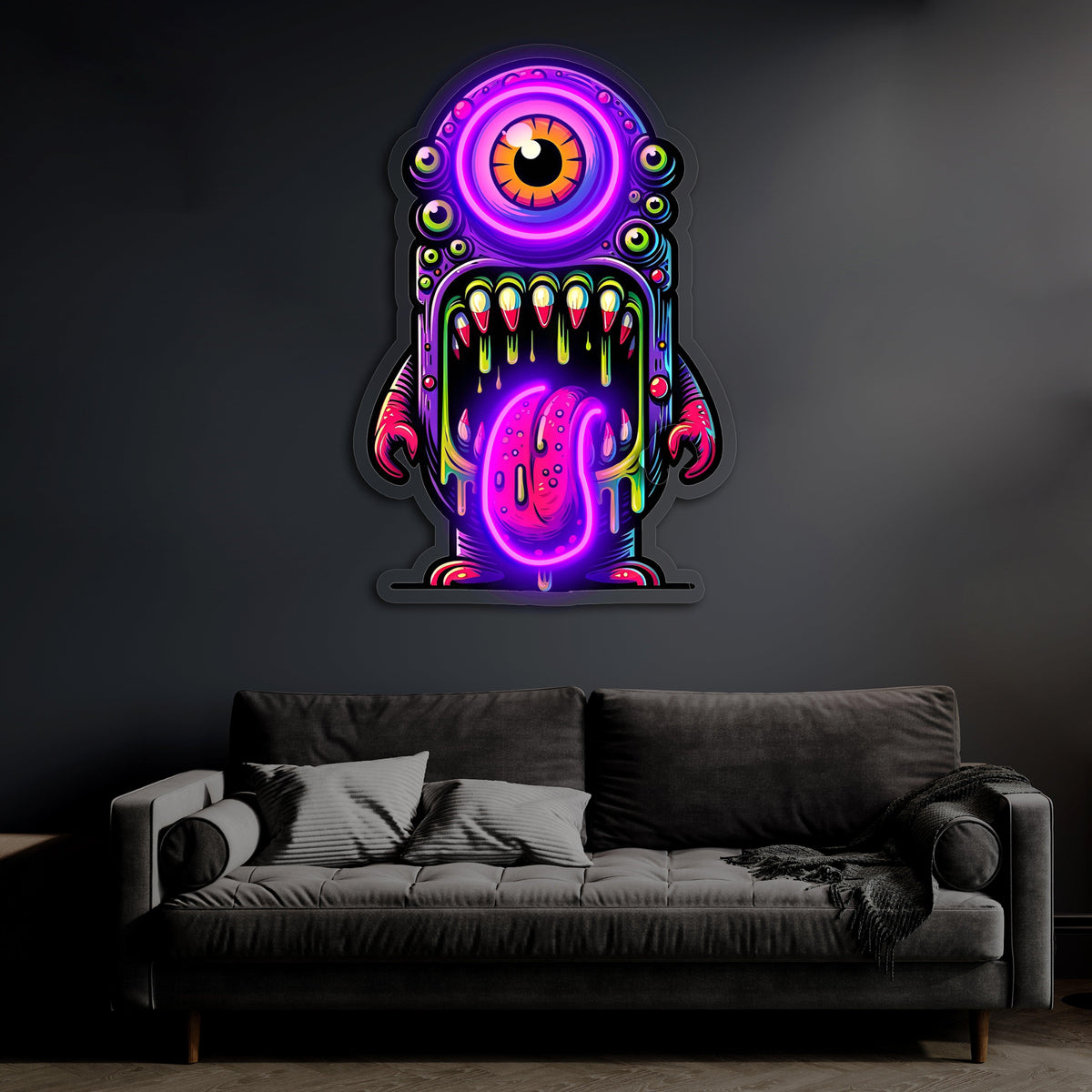 Skull UV Printed LED Neon Sign - Edgy Glowing Wall Light Decor