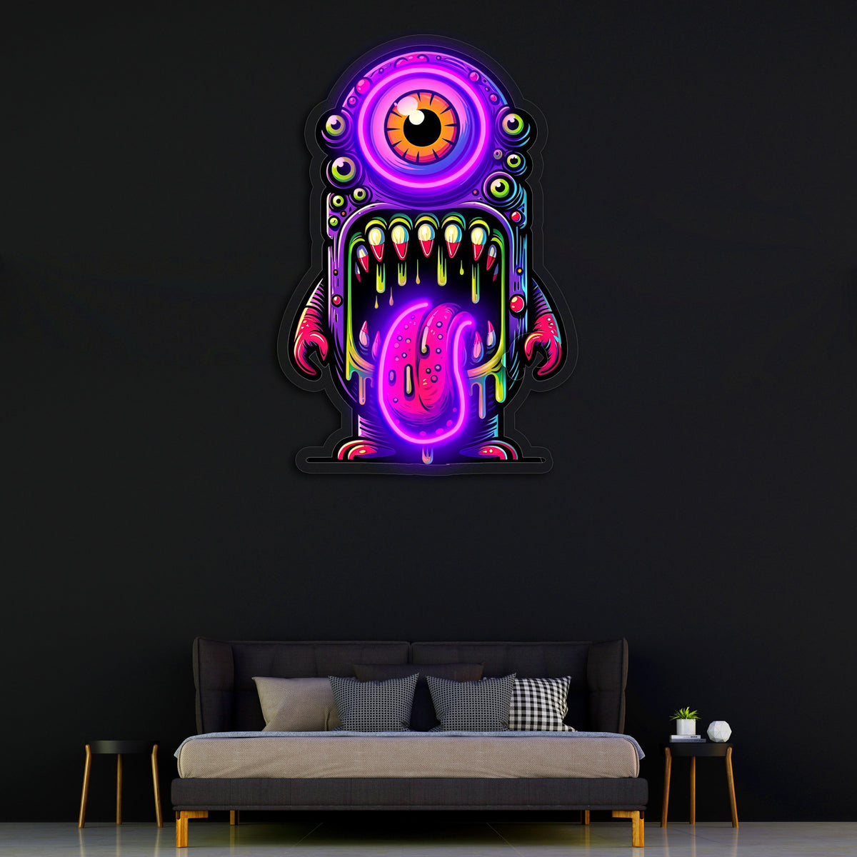 Skull UV Printed LED Neon Sign - Edgy Glowing Wall Light Decor